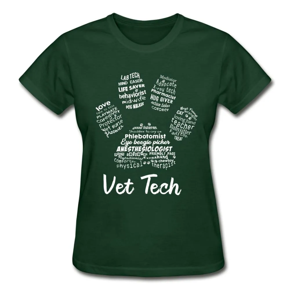 Vet Tech Paw Print Gildan Ultra Cotton Ladies T-Shirt