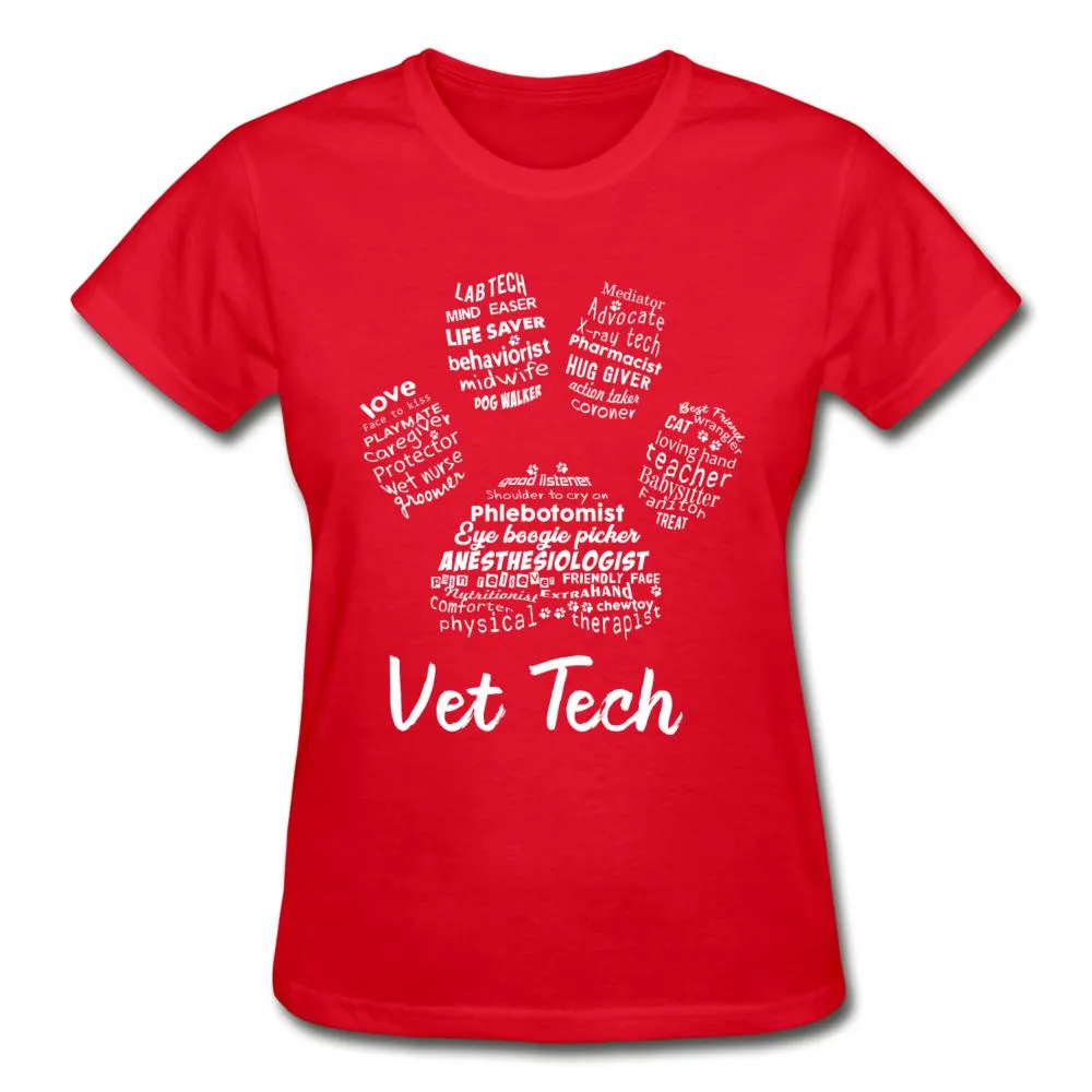 Vet Tech Paw Print Gildan Ultra Cotton Ladies T-Shirt
