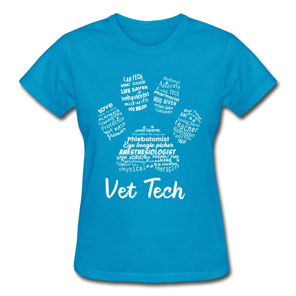 Vet Tech Paw Print Gildan Ultra Cotton Ladies T-Shirt