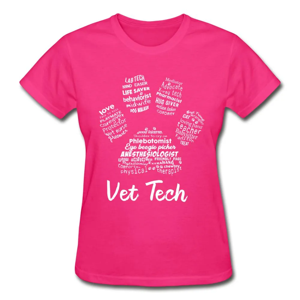 Vet Tech Paw Print Gildan Ultra Cotton Ladies T-Shirt