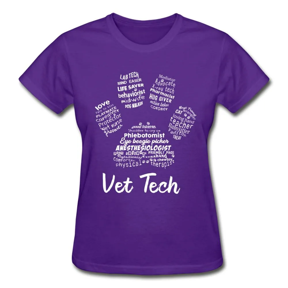 Vet Tech Paw Print Gildan Ultra Cotton Ladies T-Shirt