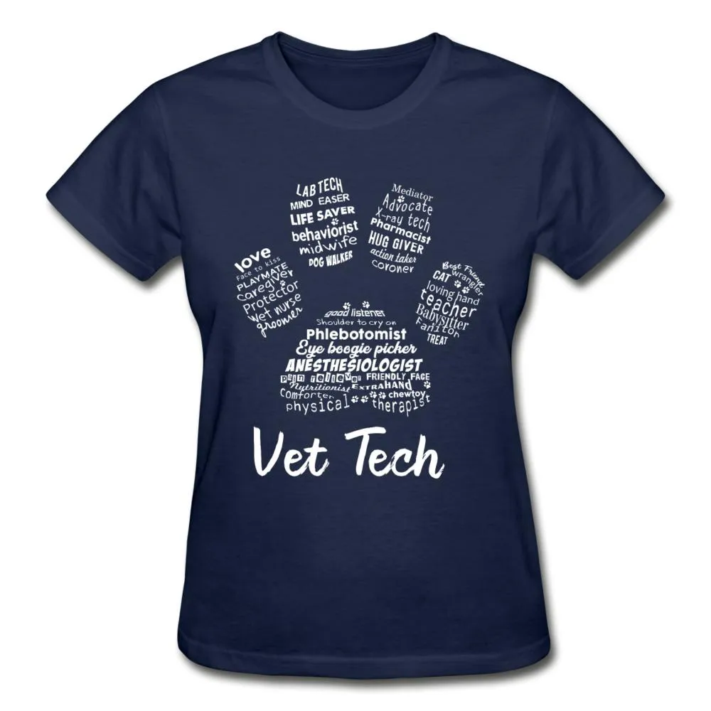 Vet Tech Paw Print Gildan Ultra Cotton Ladies T-Shirt