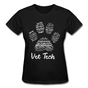 Vet Tech Paw Print Gildan Ultra Cotton Ladies T-Shirt