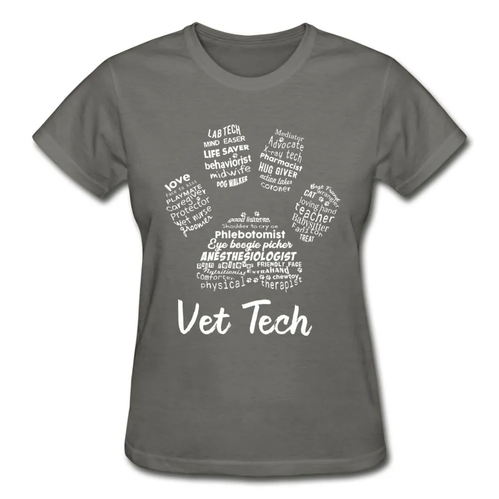 Vet Tech Paw Print Gildan Ultra Cotton Ladies T-Shirt