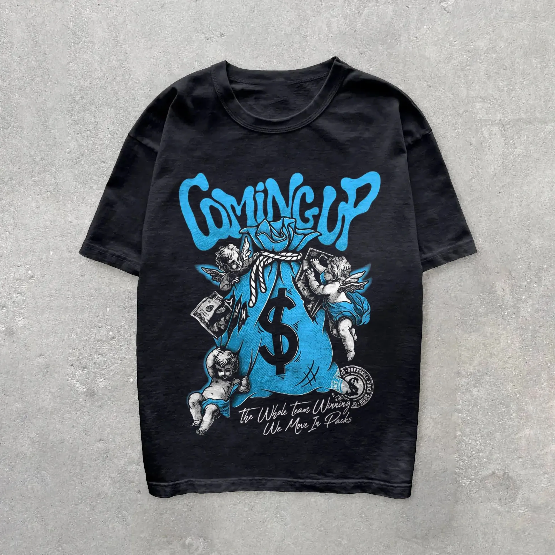 Vintage printed hip-hop trendy T-shirt