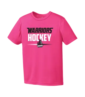 Warriors Hockey Ladies Pink Youth Dri-Fit T-Shirt with Printed Logo