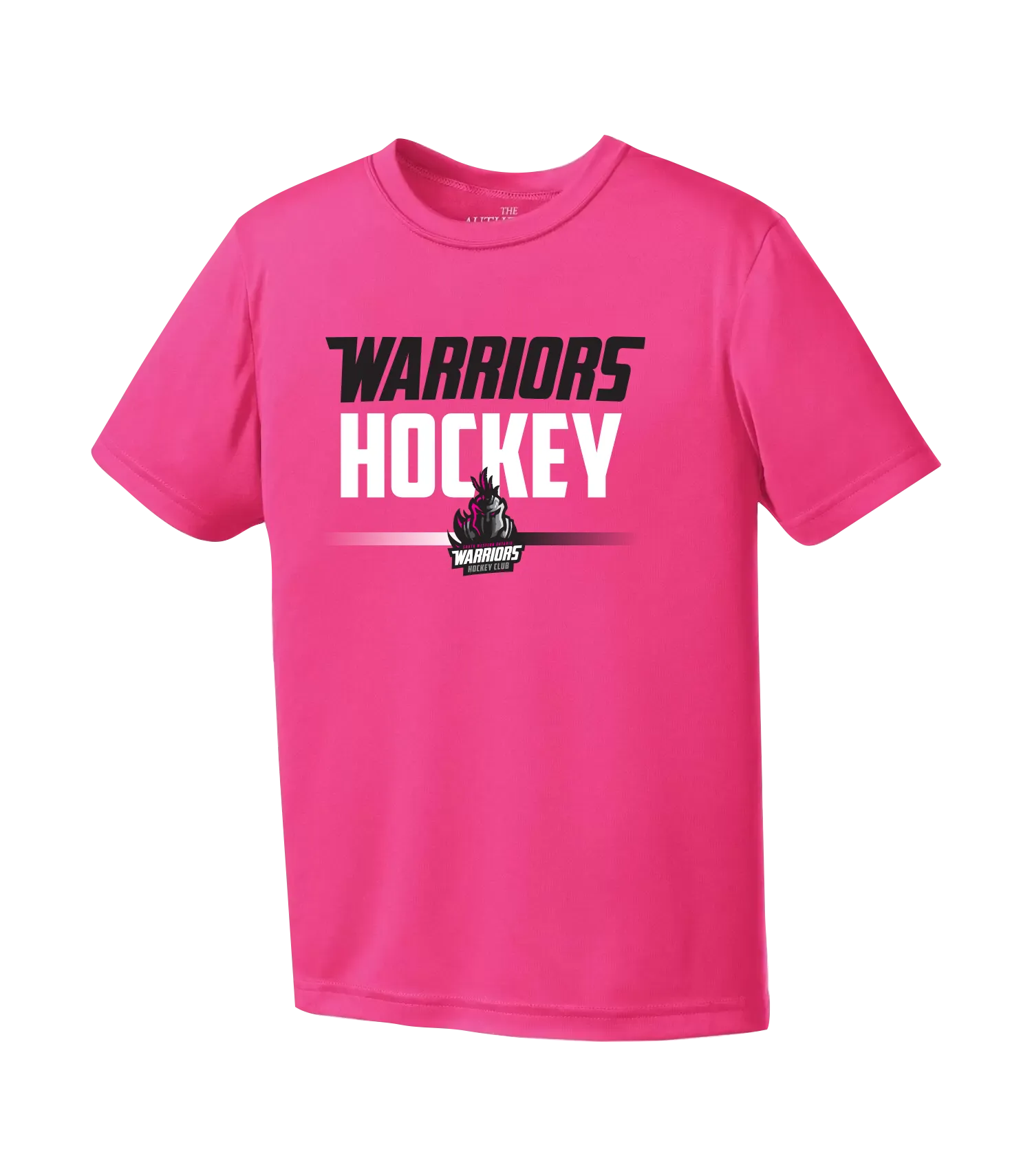Warriors Hockey Ladies Pink Youth Dri-Fit T-Shirt with Printed Logo