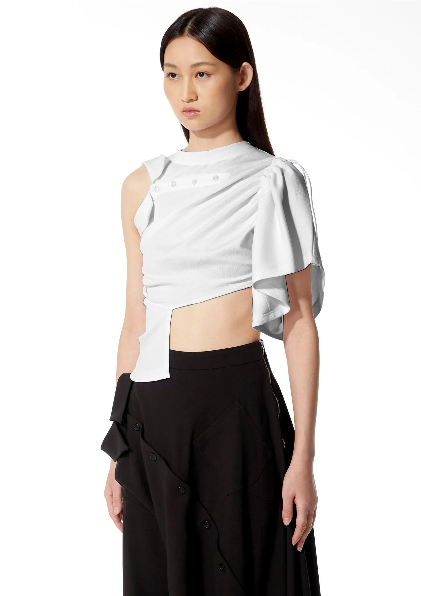 White Twist Misplaced Polo Shirt
