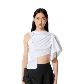 White Twist Misplaced Polo Shirt