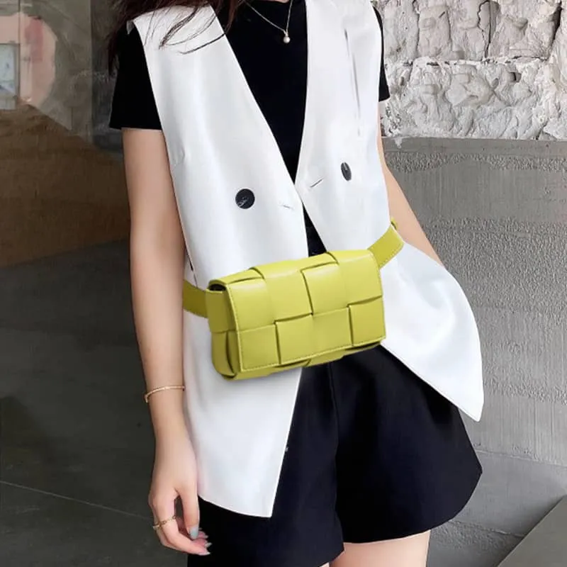 Women's fashion woven leather crossbody bag