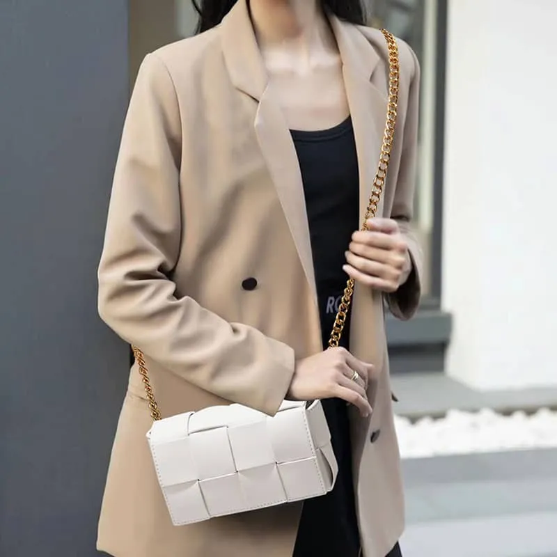 Women's fashion woven leather crossbody bag