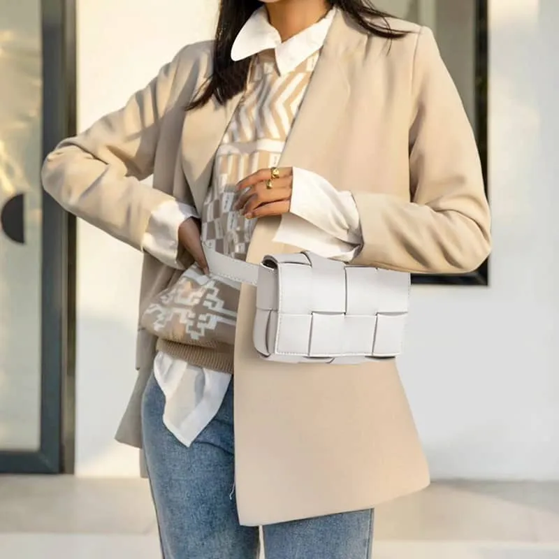 Women's fashion woven leather crossbody bag
