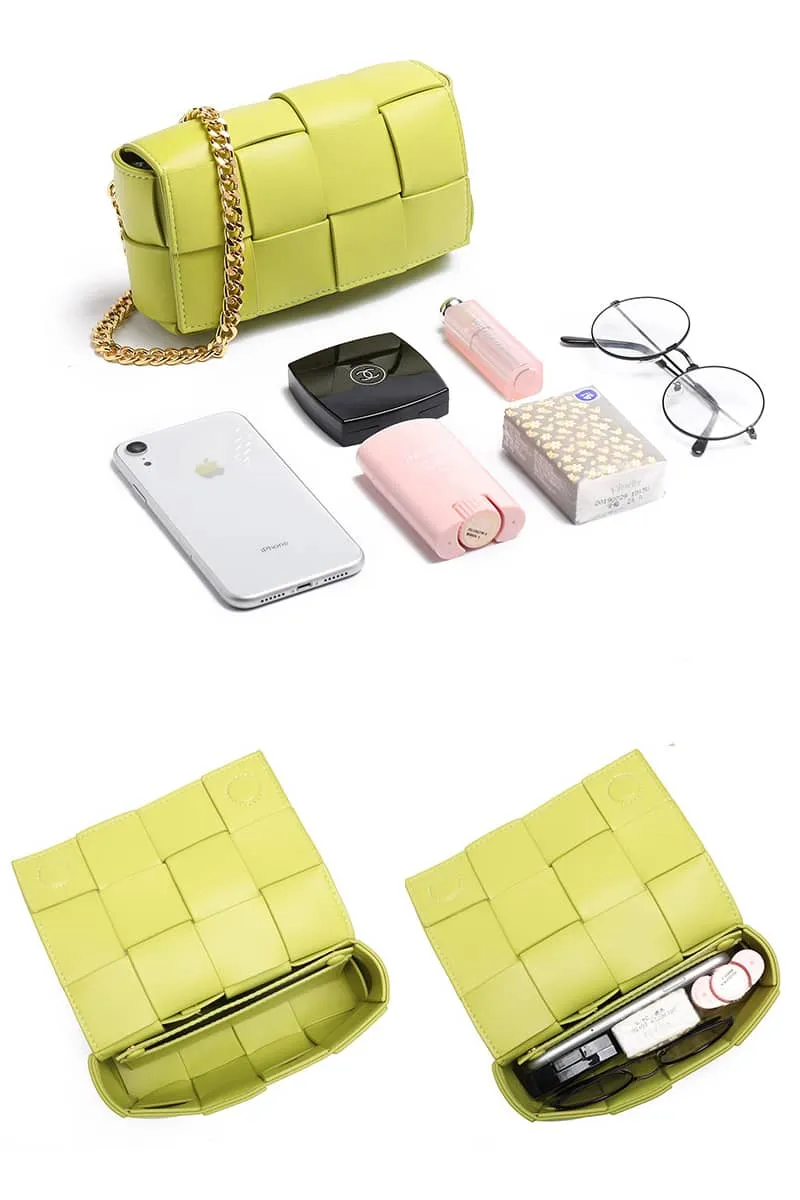 Women's fashion woven leather crossbody bag
