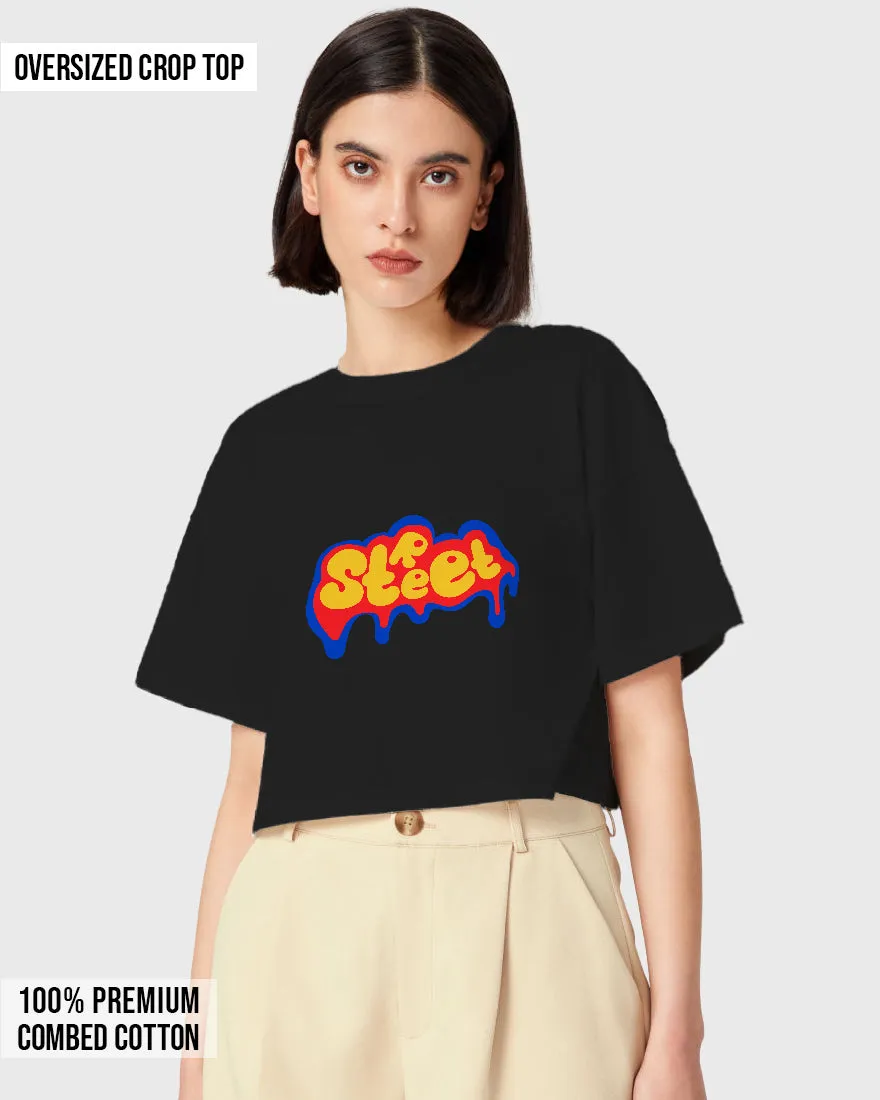 Womens Oversized Cropped TShirt Funky Street