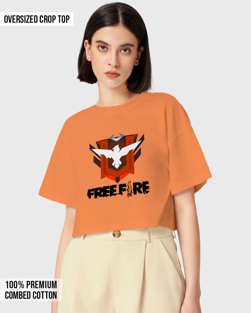 Womens Oversized Cropped TShirt Gaming Free Fire 2