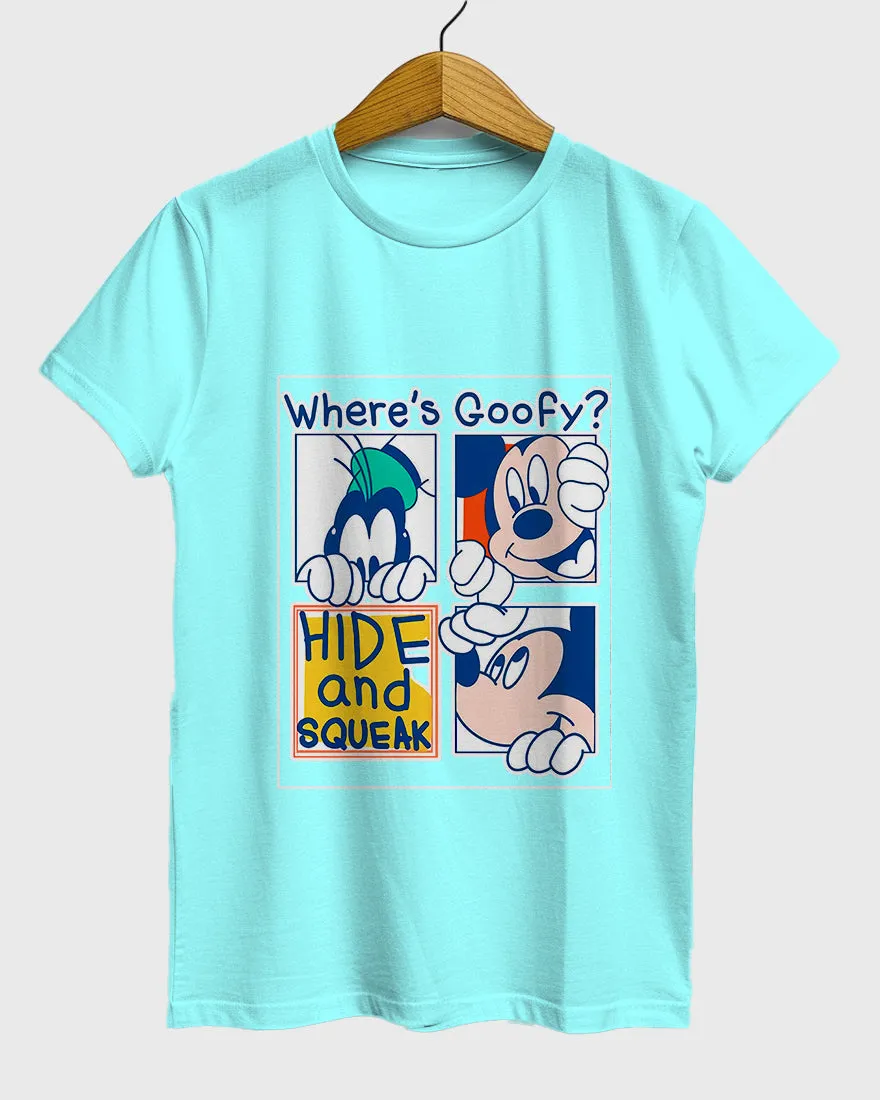 Womens Relaxed Fit TShirt Cartoon Mickey Hide & Squeak
