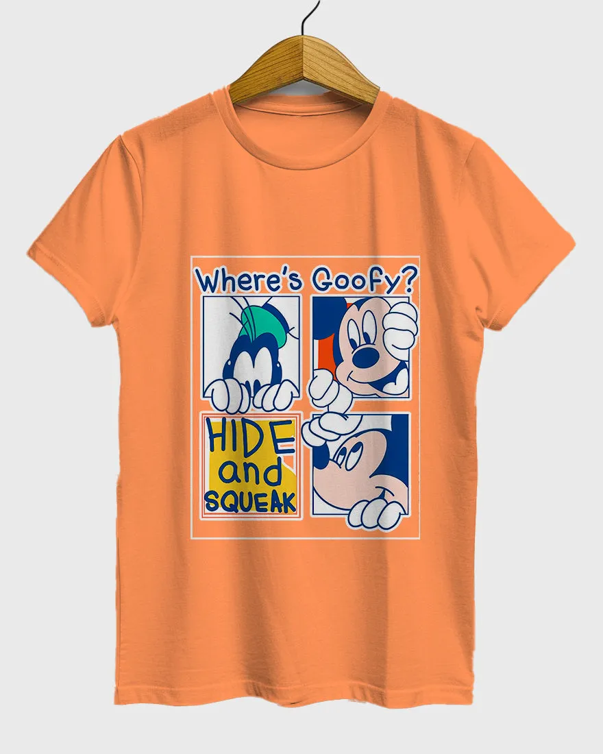 Womens Relaxed Fit TShirt Cartoon Mickey Hide & Squeak